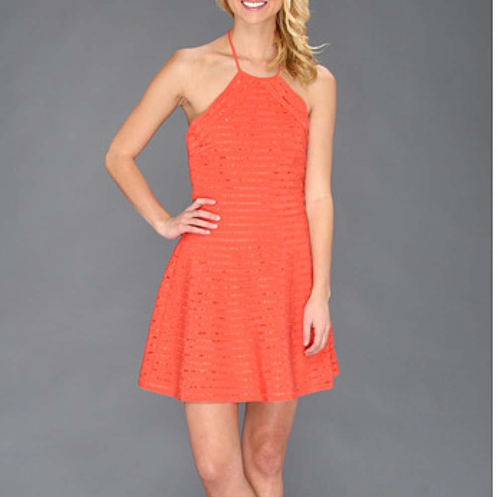 Parker Karmen Silk Halter Dress in Melon